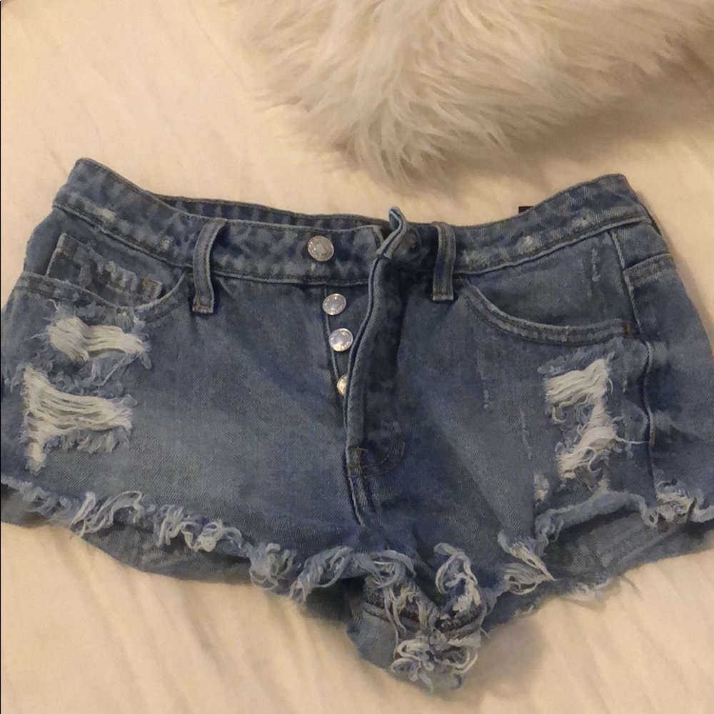 High waisted ripped shorts